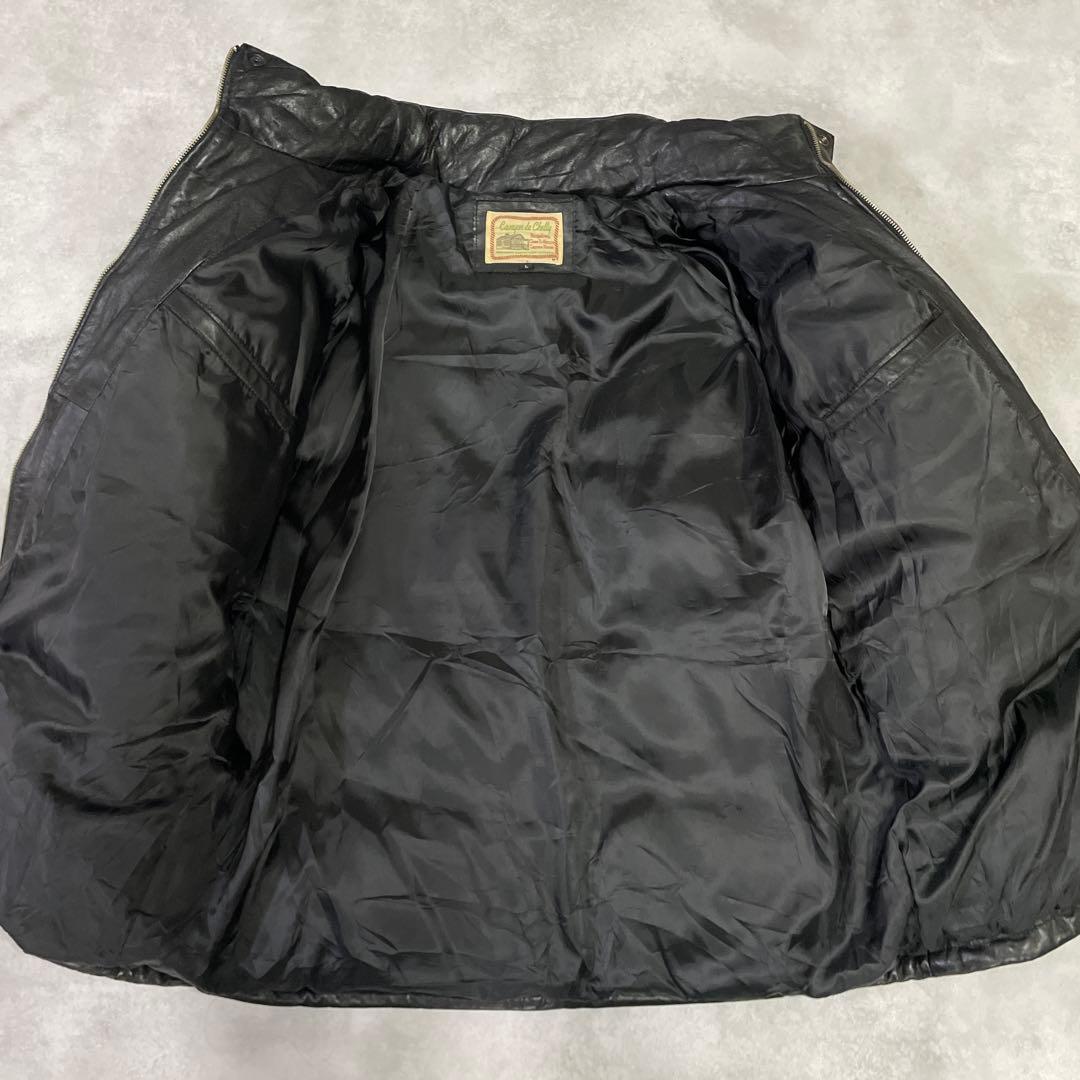 極美品 希少XL相当 ダウンジャケット ラムレザー 羊革 ブラック 肉厚 リブ袖 極美品 希少XL相当 ダウンジャケット ラムレザー 羊革 ブラック 肉厚 リブ袖