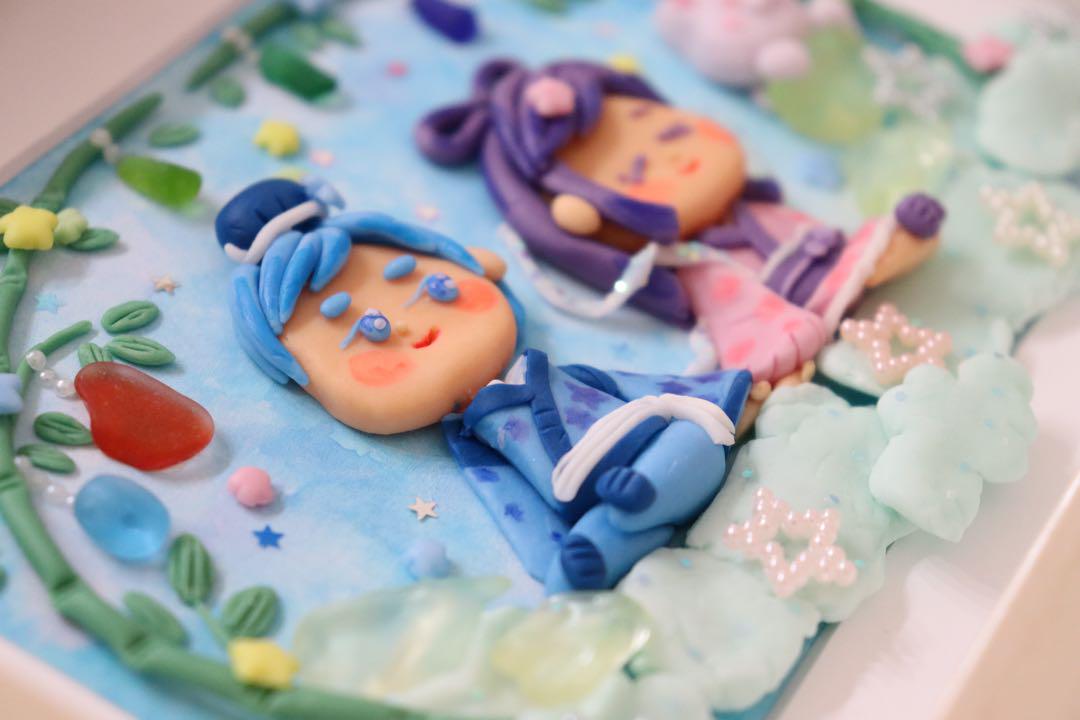 【あいや♡めんこいふたり】原画　レアシーグラス　シーグラスアート