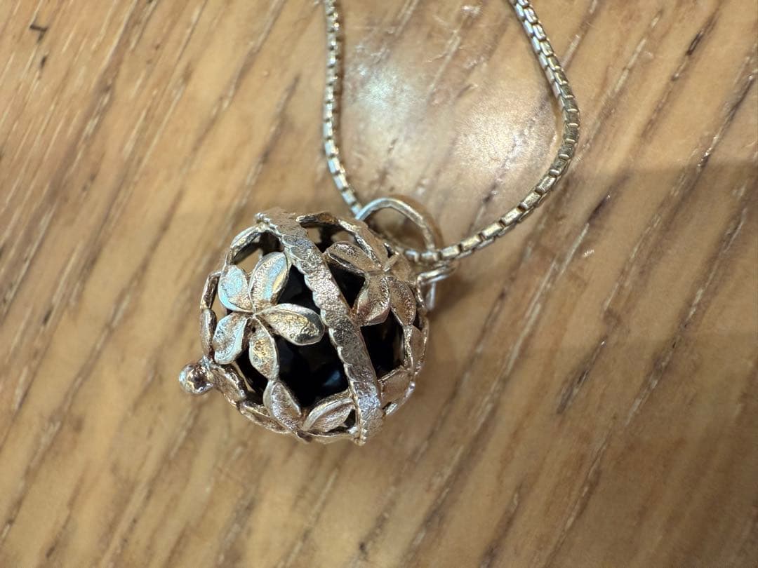 シルバー　ガムランボール　ネックレス　バリ