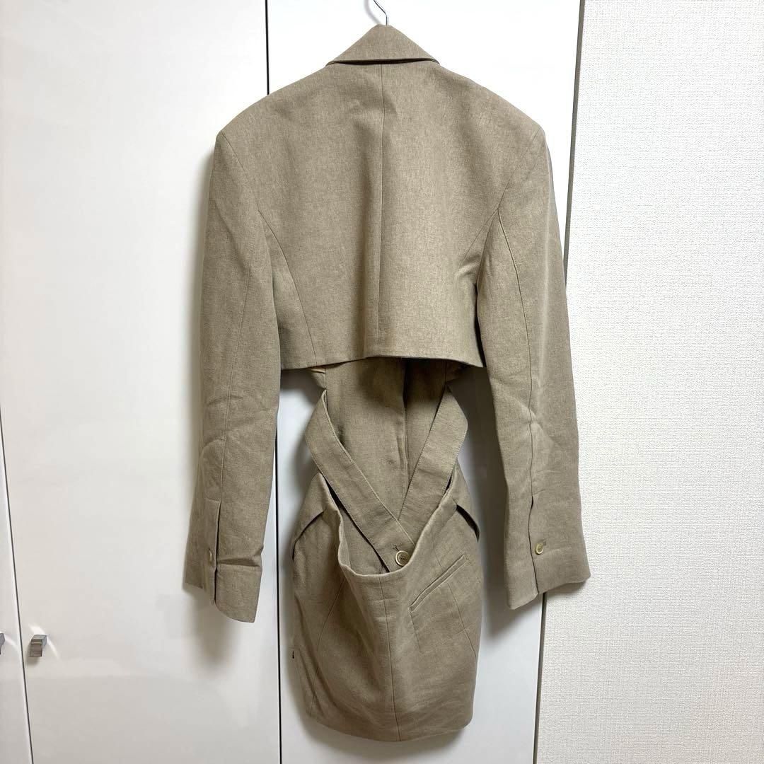 【美品】JACQUEMUS カットアウトジャケットワンピース サイズ36 値下げ【美品】JACQUEMUS カットアウトジャケットワンピース