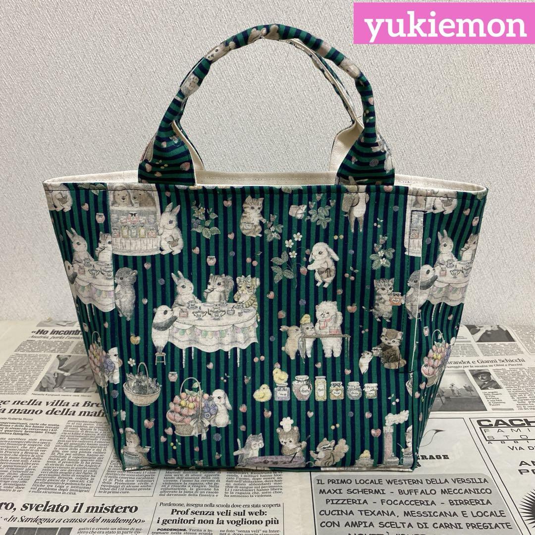 ハンドメイド トートバッグ yukiemon ジャムラボ ネイビー