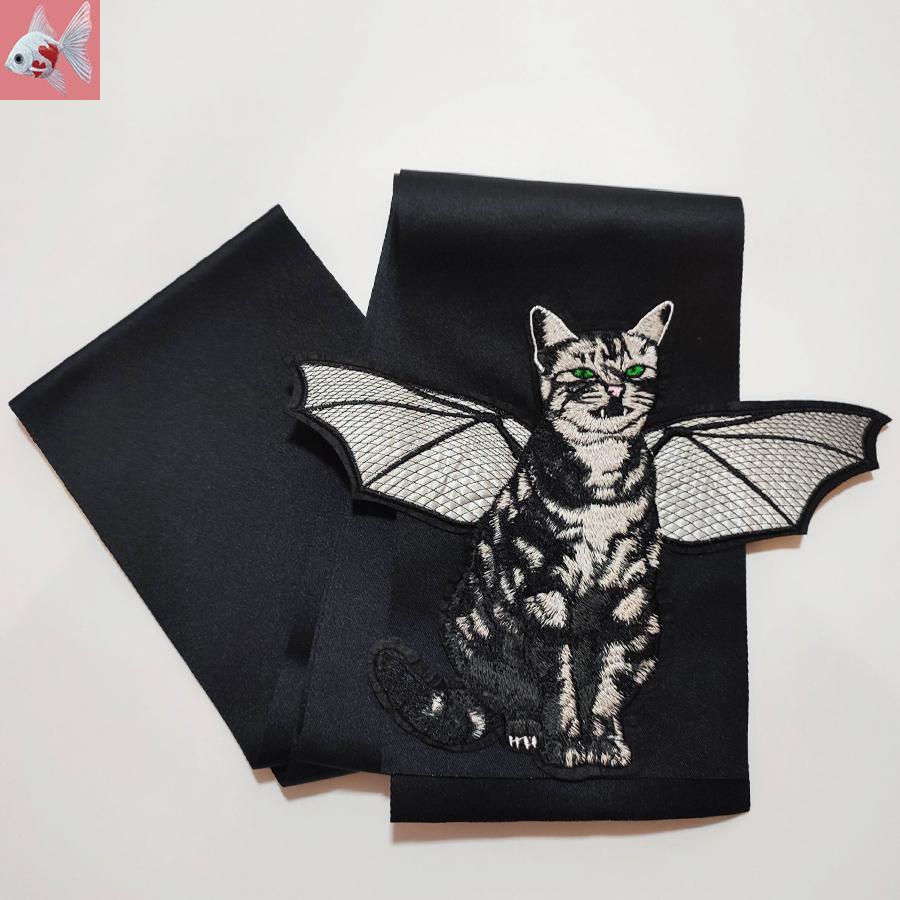◆コウモリ猫の黒半幅帯① 4,750円