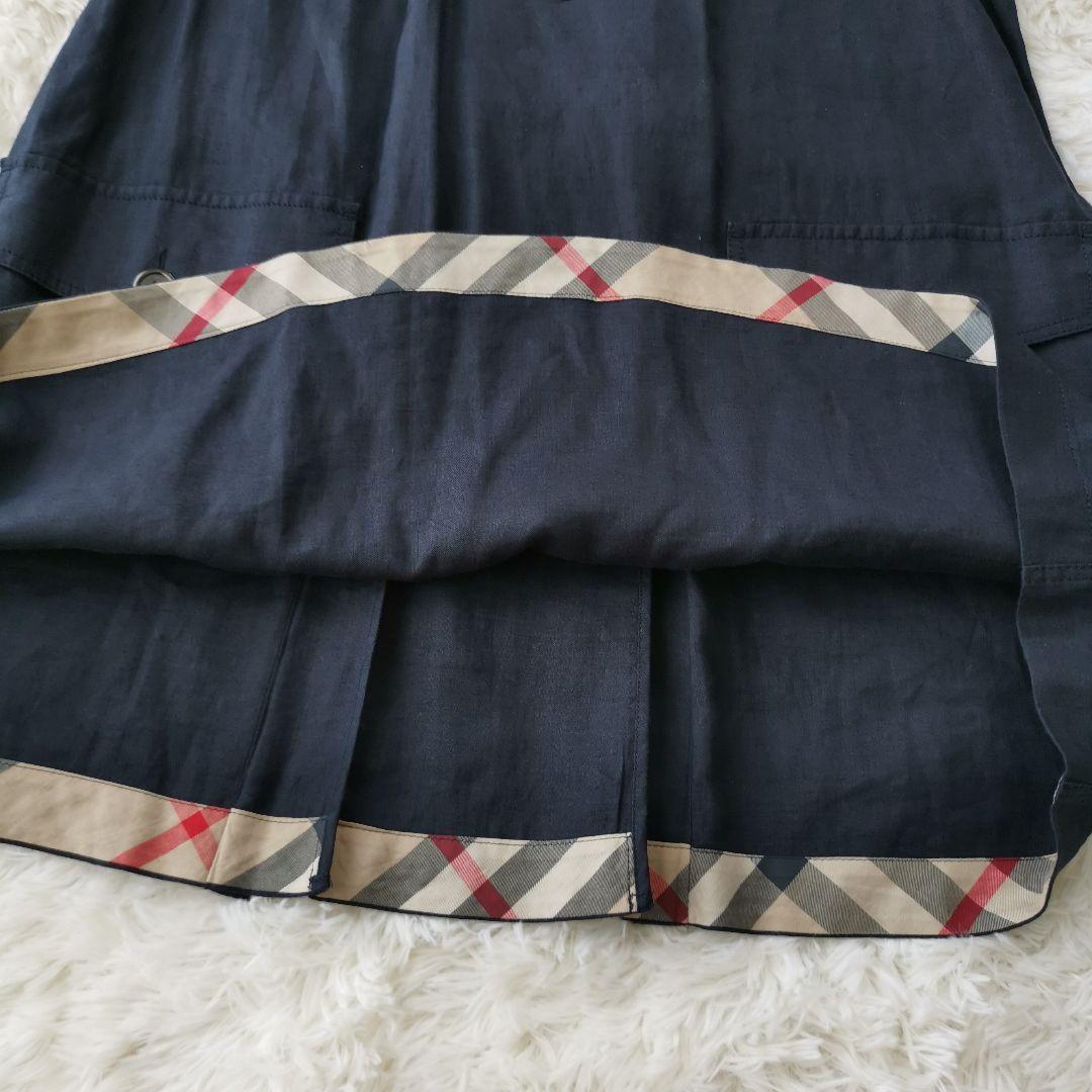 美品 バーバリーロンドン 麻100% ワンピース ノバチェック