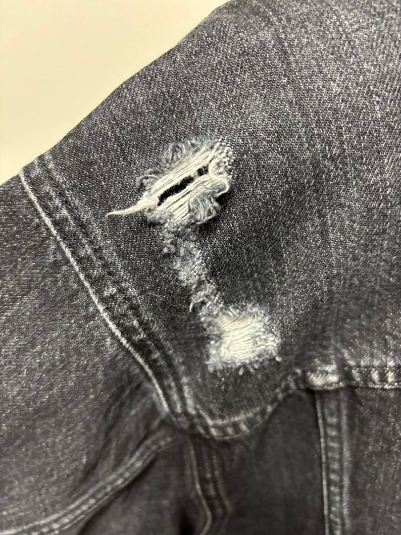 STELLA McCARTNEY ステラマッカートニー　デニムジャケット　メンズ デニムジャケット ロゴライン ダメージ加工 コットン ライト