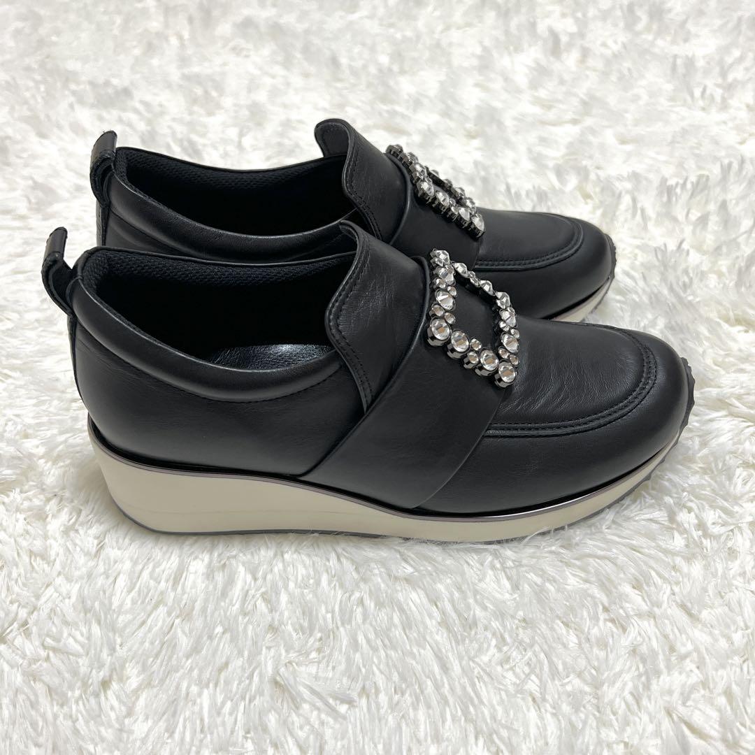 ✨極美品✨ ヴィタノーバ スリッポンシューズ 厚底 レザー ビジュー 23.5 ✨極美品✨ ヴィタノーバ スリッポンシューズ 厚底 レザー