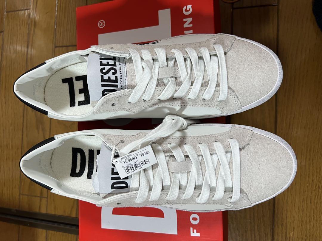 DIESEL メンズカウレザーローカットスニーカー