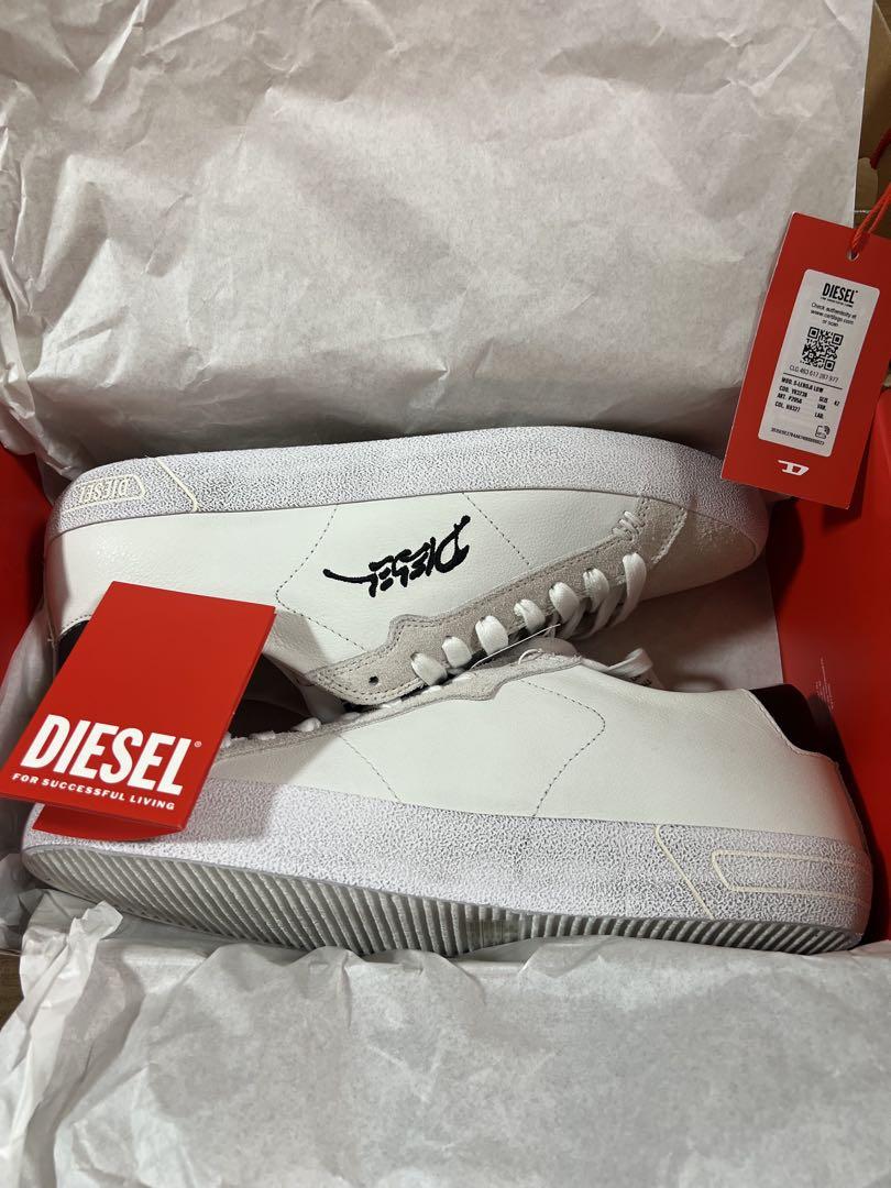 DIESEL メンズカウレザーローカットスニーカー