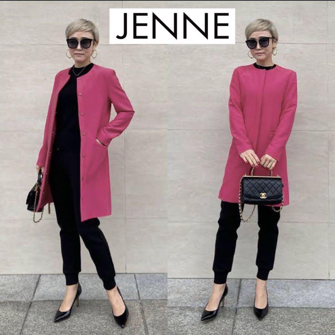 【美品】JENNE パリジェンヌ ノーカラー コート ピンク S