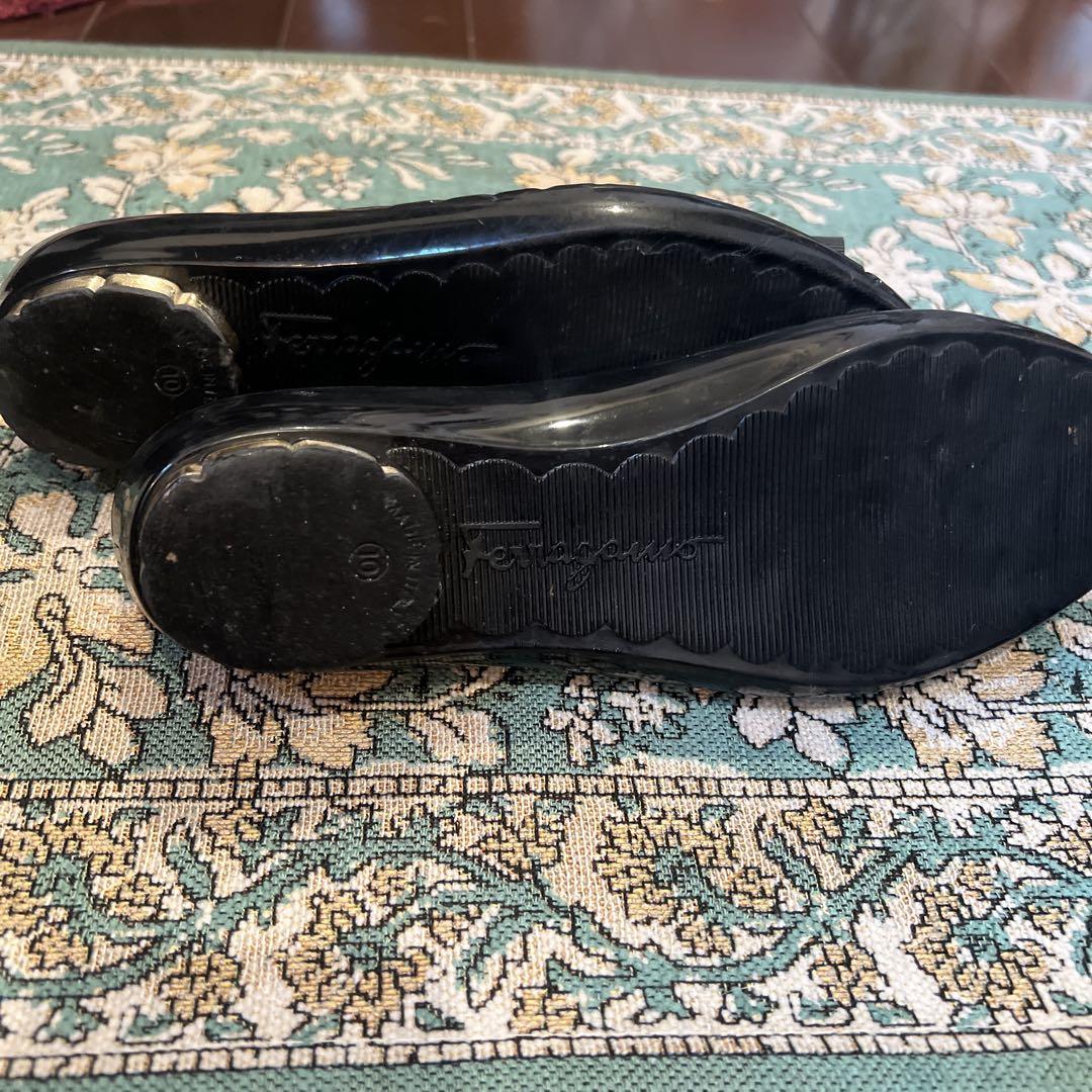 Salvatore Ferragamo 黒 ラバーシューズ　フラットシューズ