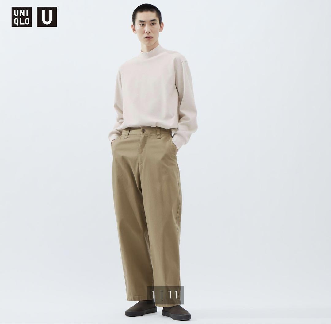 未使用タグ付き】Uniqlo Uワイドフィットチノ(70・ブラウン 未使用タグ付き】Uniqlo Uワイドフィットチノ(70・ブラウン
