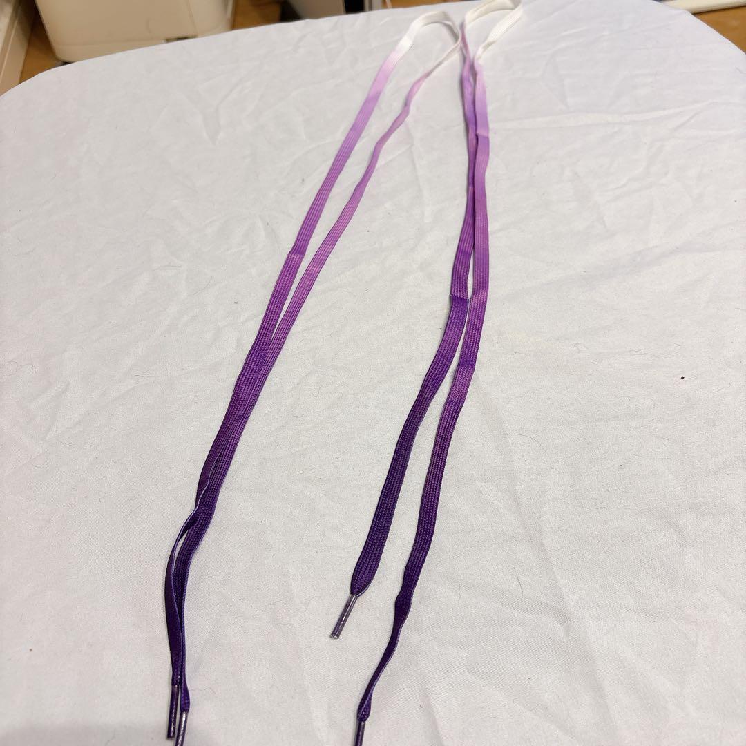 ☆靴ひも グラデーション シューレース 平紐 120cm スニーカー 紫