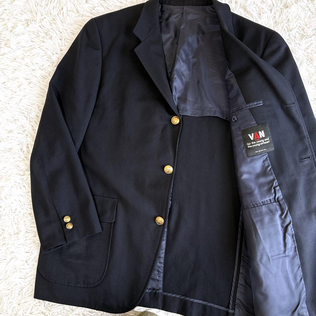 激レア VAN JACKET 紺ブレ 金ボタン テーラードジャケット 段返り3B ✨美品✨VAN JACKET 紺ブレ 金ボタン テーラードジャケット AB6