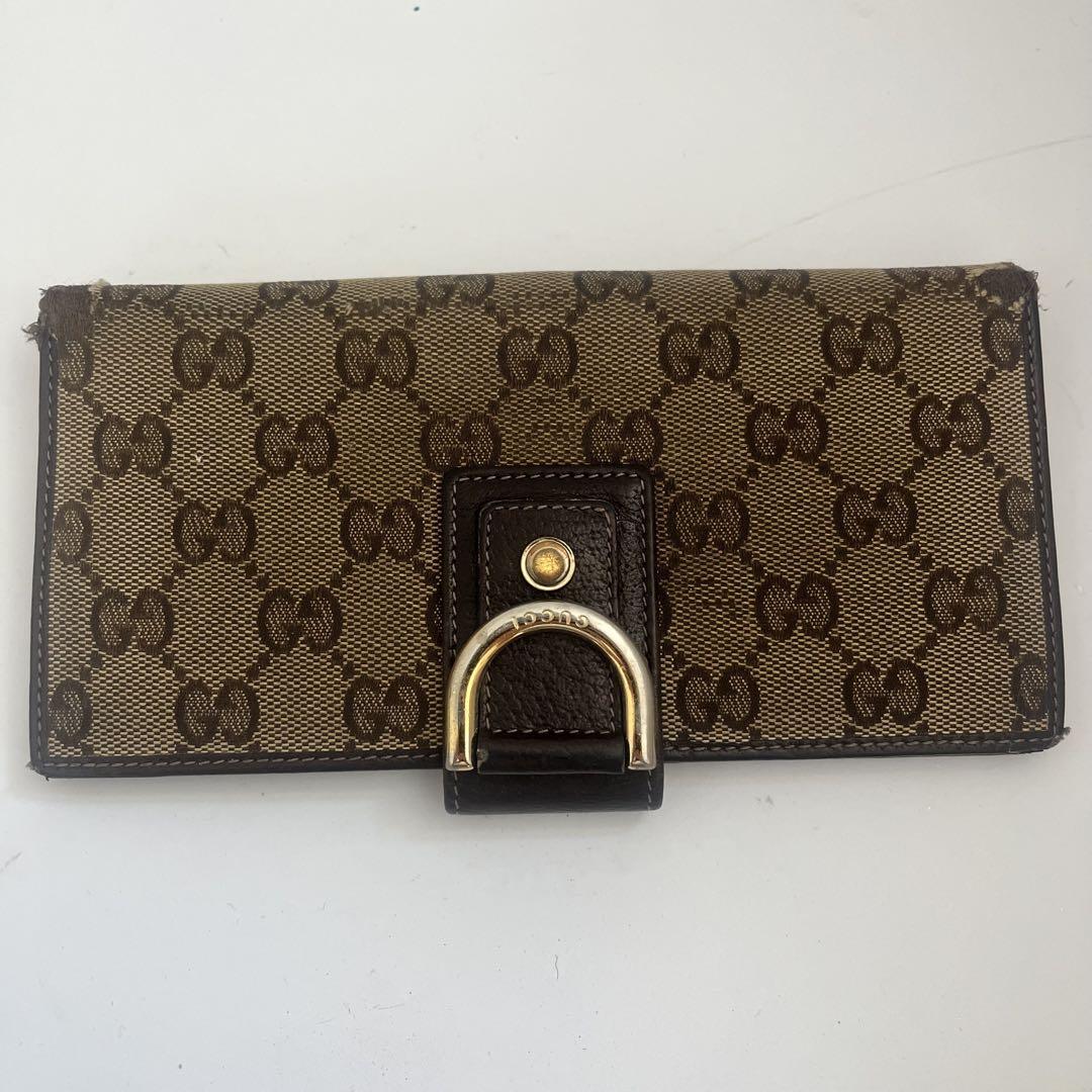 GUCCI グッチ 長財布 二つ折り キャンバス GG柄 ベージュ - メルカリ
