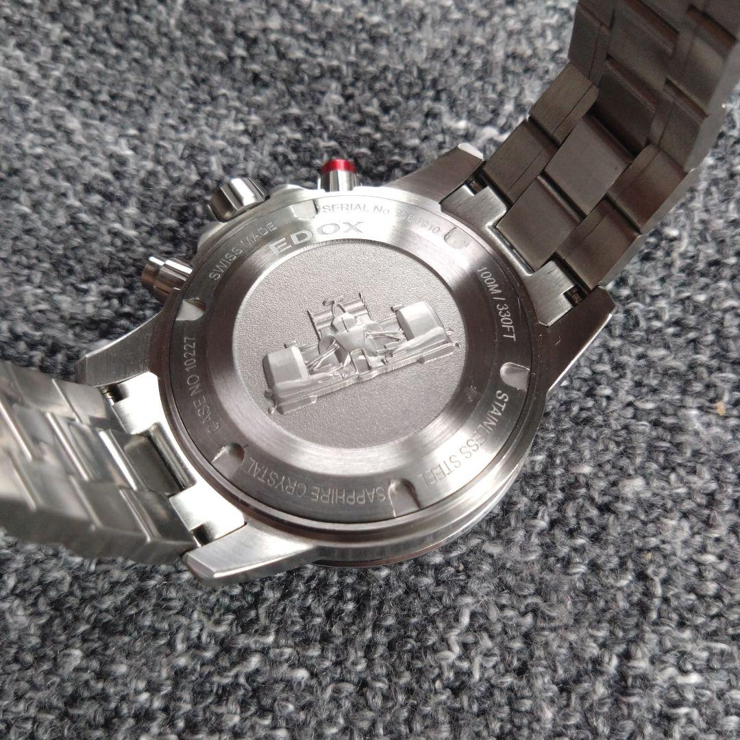 【EDOX】 クロノラリーS クォーツ クロノグラフ 黒文字盤