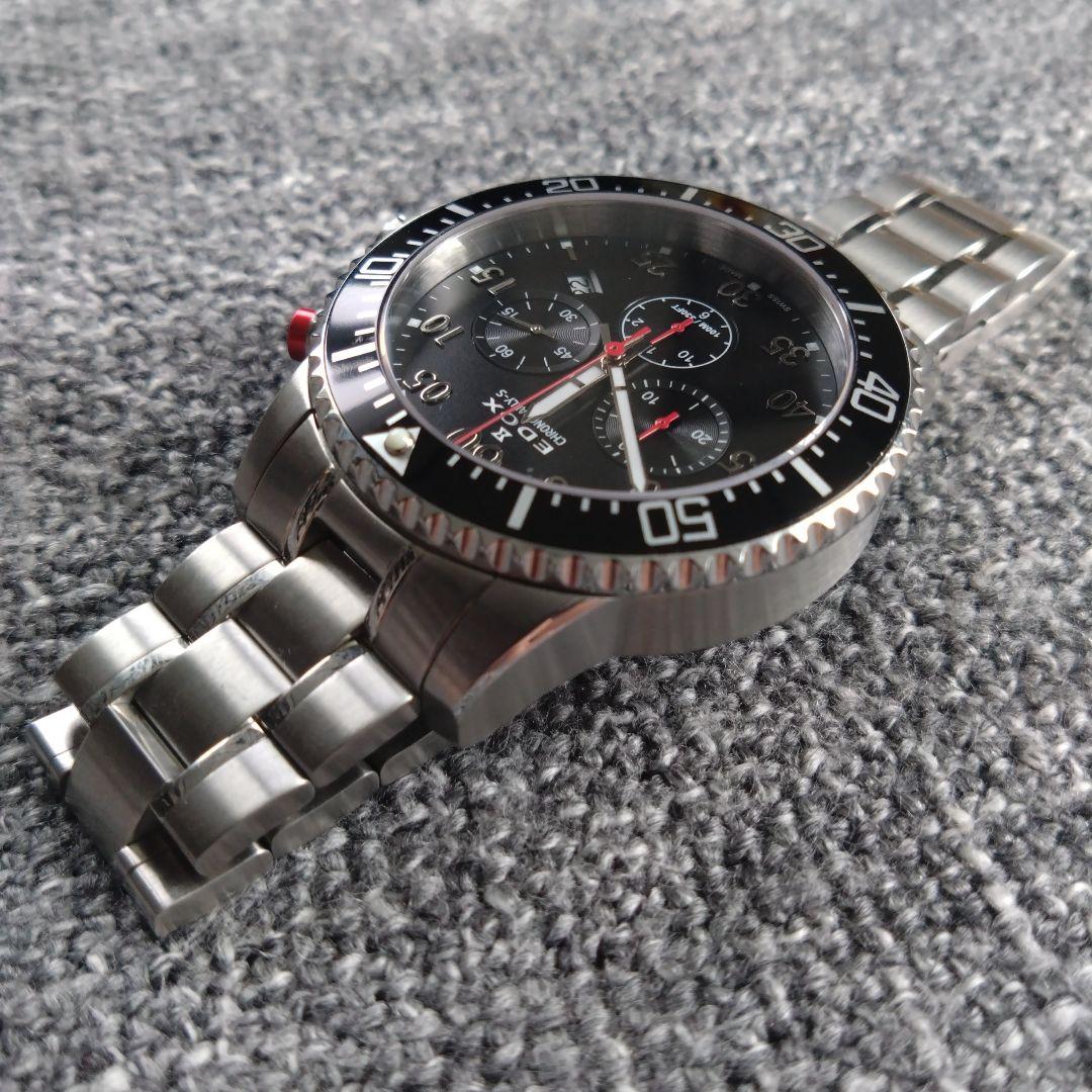 【EDOX】 クロノラリーS クォーツ クロノグラフ 黒文字盤