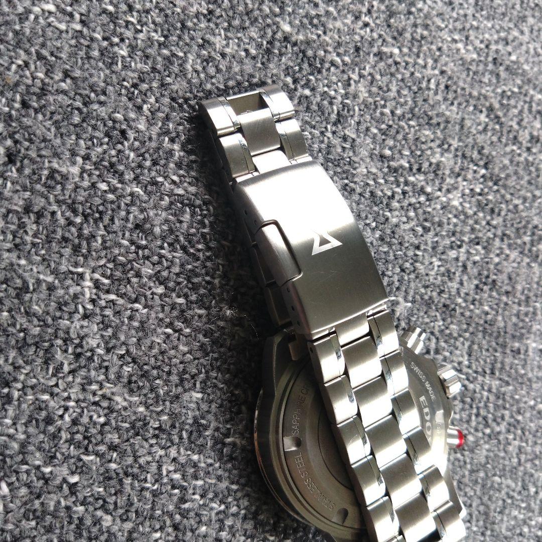 【EDOX】 クロノラリーS クォーツ クロノグラフ 黒文字盤