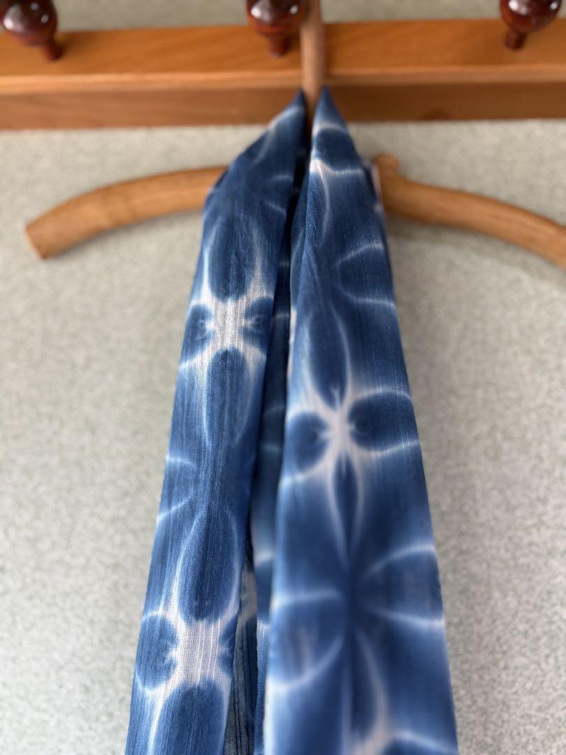 7223* 手染め 高級さらし生地 540cm 夏色三色のブロック型雪花絞り♡ お客様絞り染め作品集 作品No.57 Collection of customers