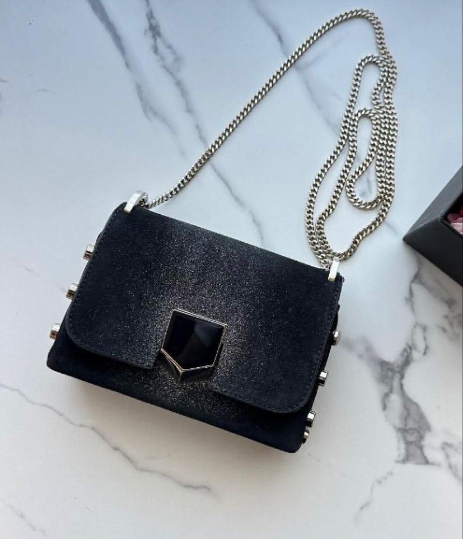 【美品】JIMMY CHOO ロケットプティ　黒　チェーンショルダーバッグ