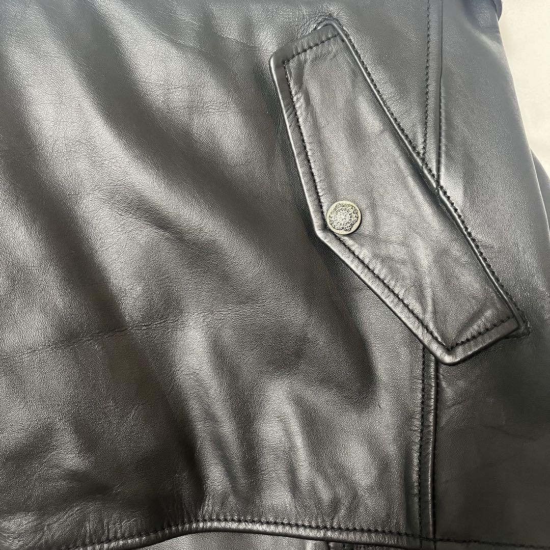 ☆リューグーレザーズ☆ライダース上下/サイズ上3L,下38インチ/黒/未使用品