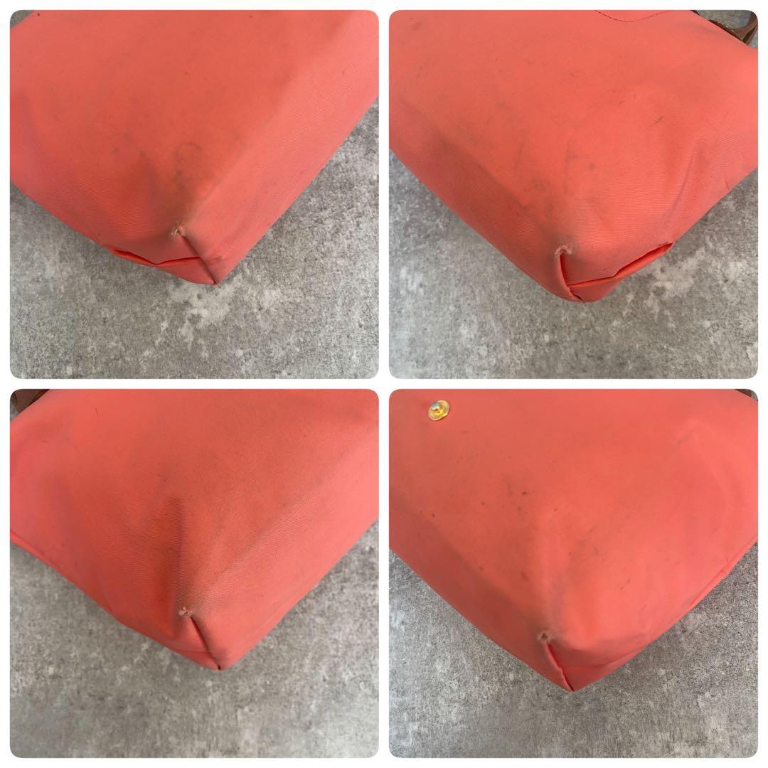 ロンシャン　トートバッグ　ルプリアージュ　A4 ナイロン　レザー　ピンク