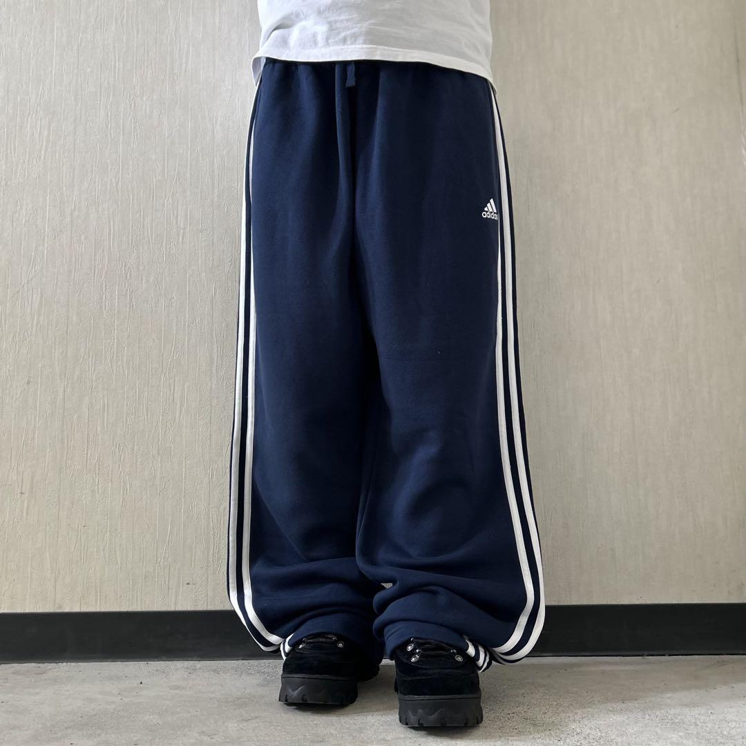 【THISISNEVERTHAT】ワイドラグビースウェットパンツ ネイビー adidas バギースウェットパンツ ワイドレグ ネイビー Y2K 00s