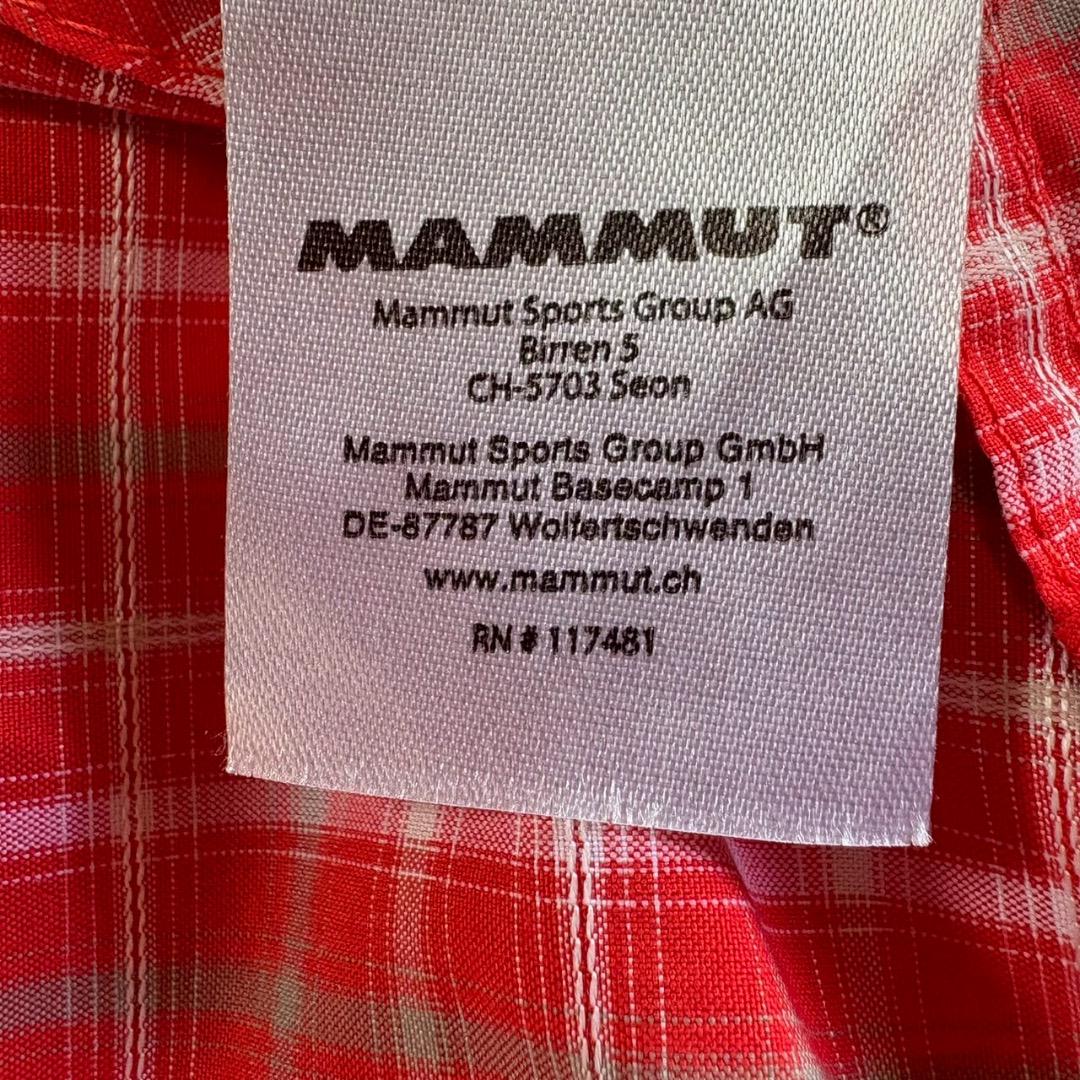 MAMMUT マムート　ロゴ刺繍 半袖チェックシャツ　レッド M／メンズ