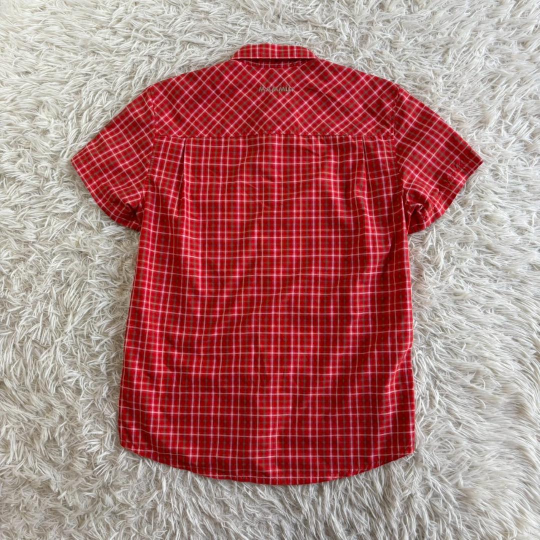 MAMMUT マムート　ロゴ刺繍 半袖チェックシャツ　レッド M／メンズ