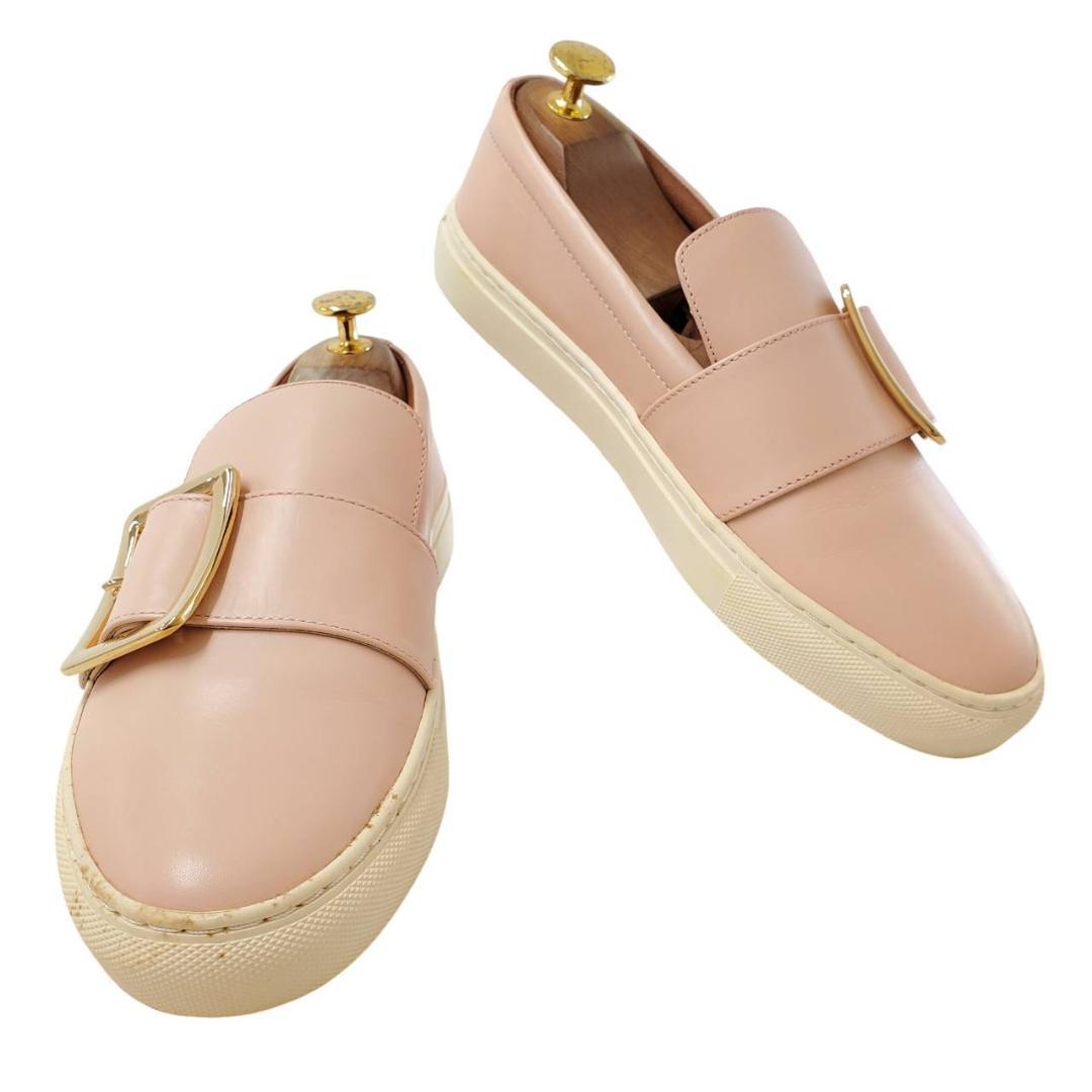 バリー 新品 バックル 金具 本革 レザー EU37 スリッポン ピンク系 バリー 新品 バックル 金具 本革 レザー EU37 スリッポン ピンク系