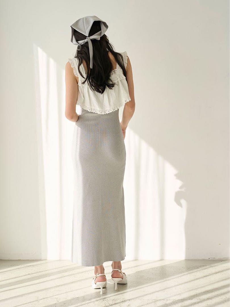 SNIDEL レースドッキングニットワンピース