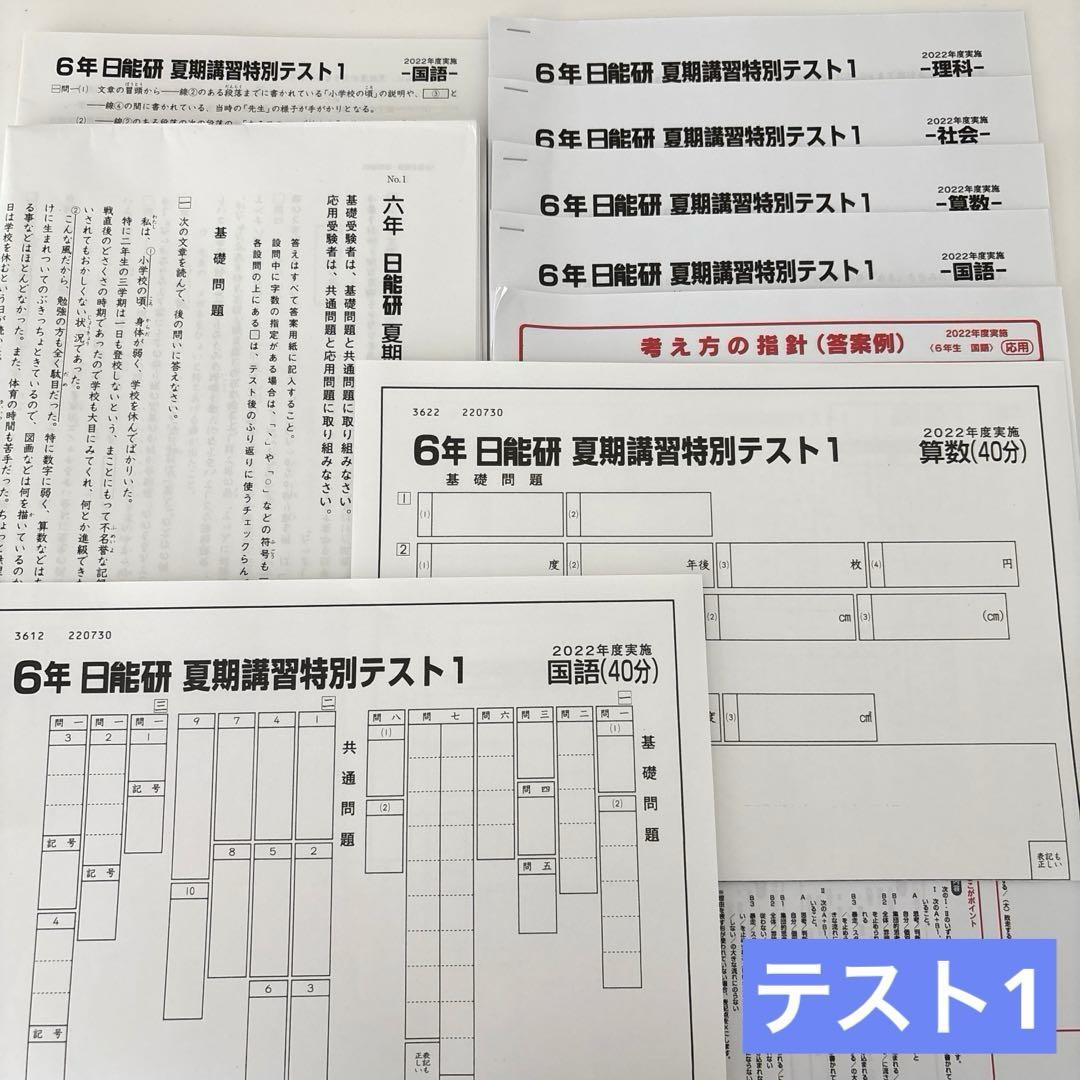 日能研 夏期講習 6年 テスト4回分 2022年度 アンサーガイド 平均