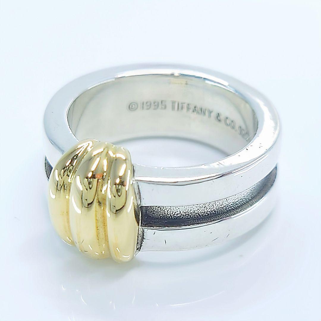 Tiffany&Co. 約9.5号 グルーヴド コンビ リング シルバー925 K18