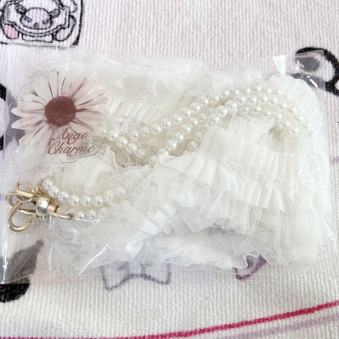 Ange Charme公式♥アンジュシャルム スマホショルダー アンジュシャルム Ange Charme パールチェーン スマホショルダー