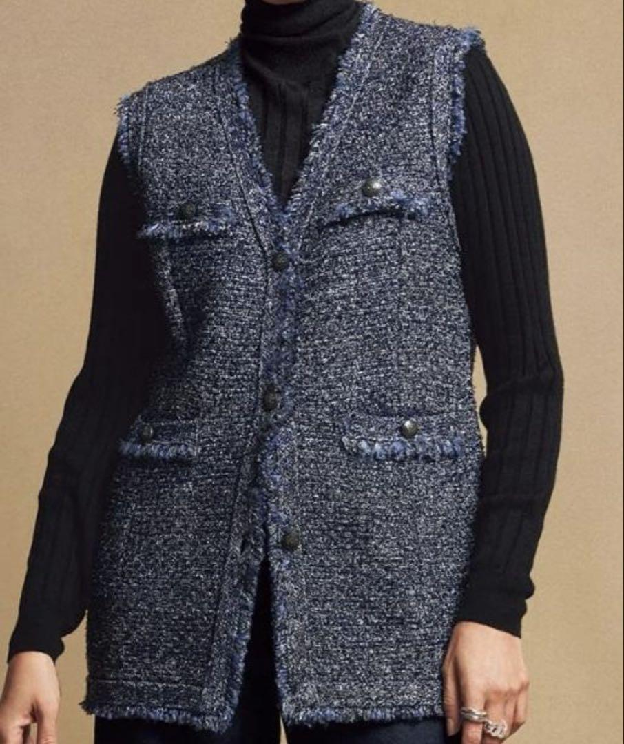 専用✨DAMA Collection　ダーマコレクション　ニットジレ　ベストLL 新品】DAMA collection ツイードニット ロングジレ M ベスト