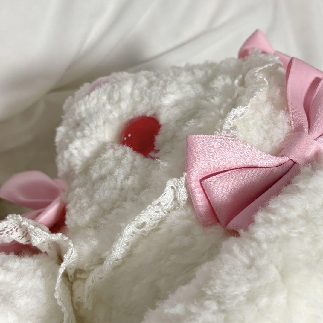 うさくみゃ リュック オフ白ピンクリボン