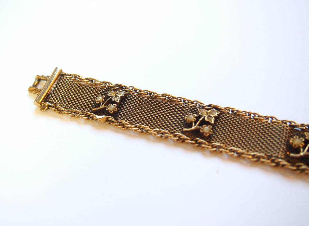 ドゥー購入★goldetteお花メッシュヴィンテージチェーンブレスレッドゴールド 画像10