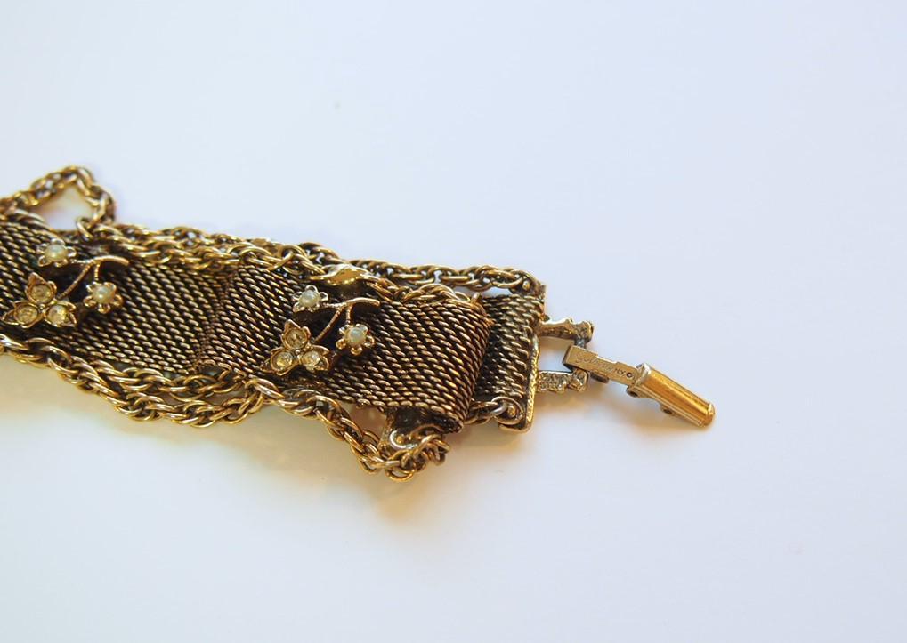 ドゥー購入★goldetteお花メッシュヴィンテージチェーンブレスレッドゴールド 画像7