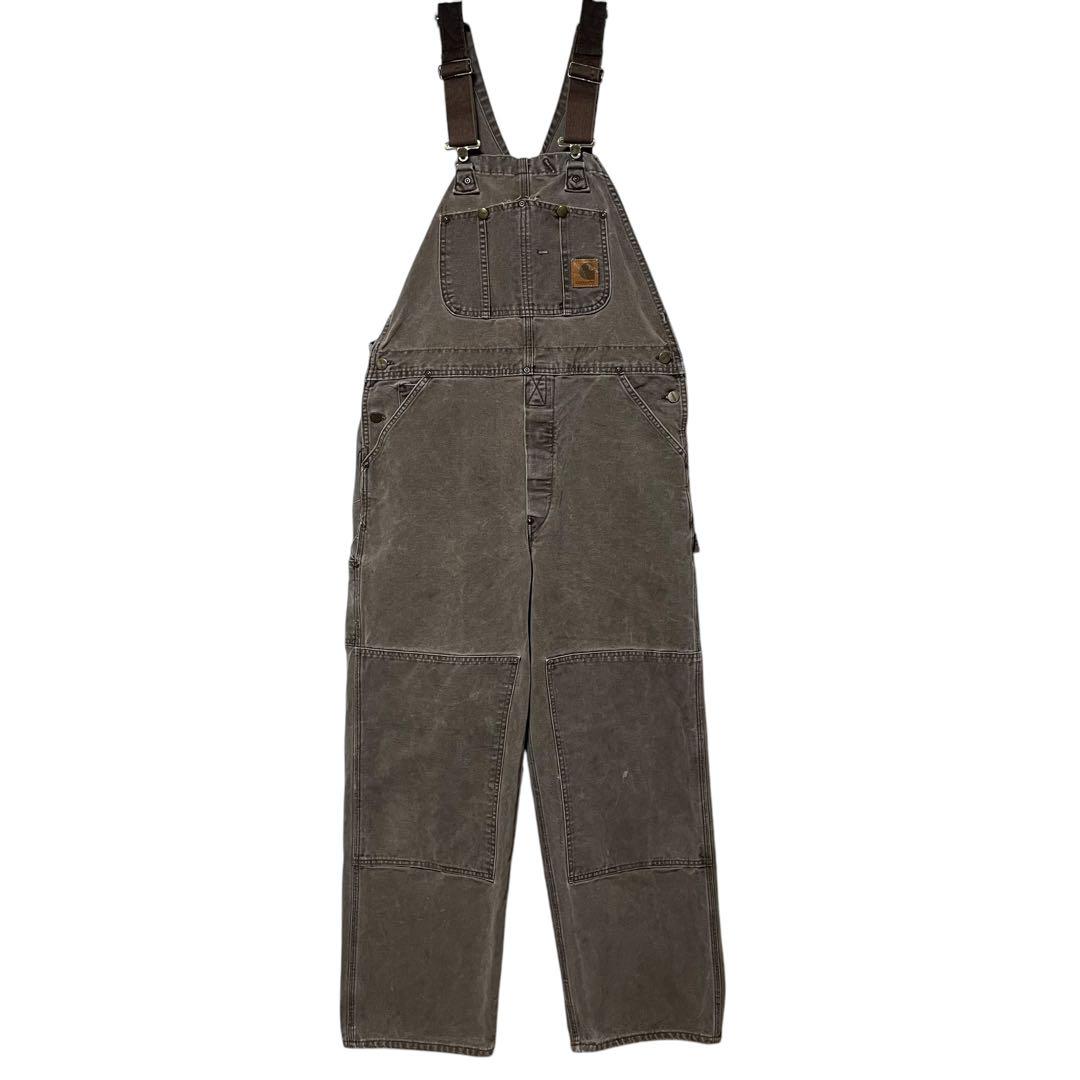 いいネット通販 - 全国送料無料でお届けします Carhartt カーハート 革ロゴ ダック ダブルニー オーバーオール パンツ