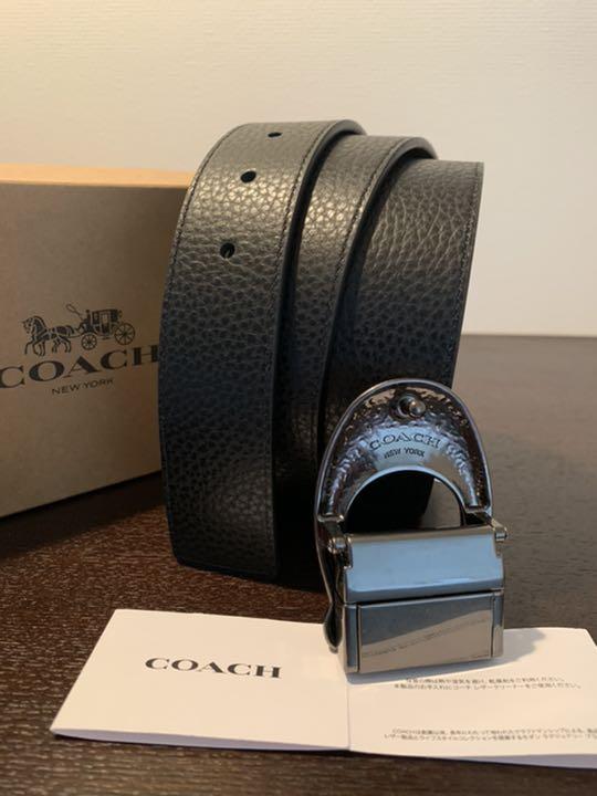 正規品新品COACHスカルプテッド ペブルレザーリバーシブルベルト pH1l9-m75539970230 シグネチャー 在庫格安
