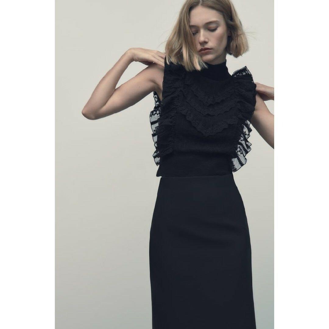 送料関税込み★ZARA/ザラ★ポインテールニット フリルワンピース ZARA ブラック フリルポインテールニット - メルカリ