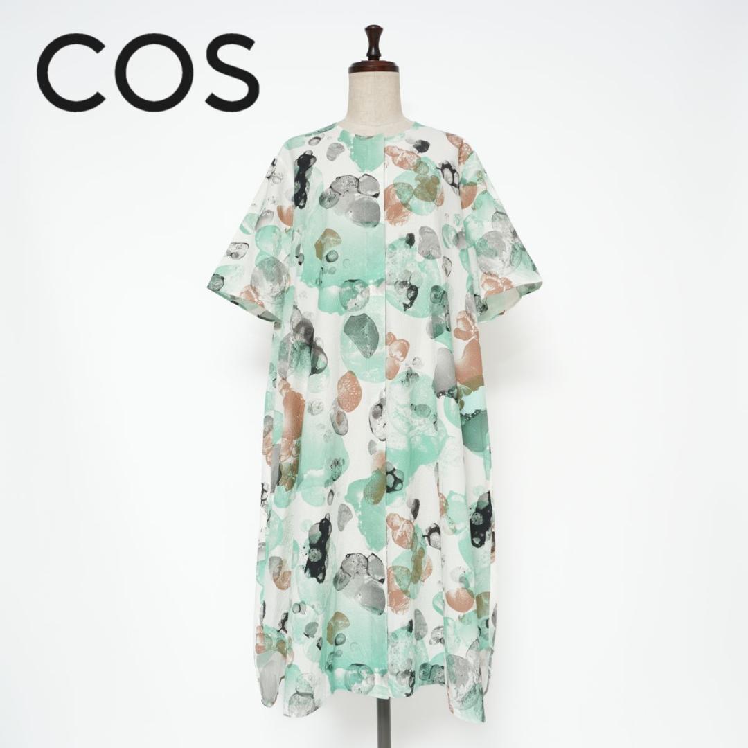 美品 COS 水彩タッチクルーネックシャツワンピース サイズ42*ZC881