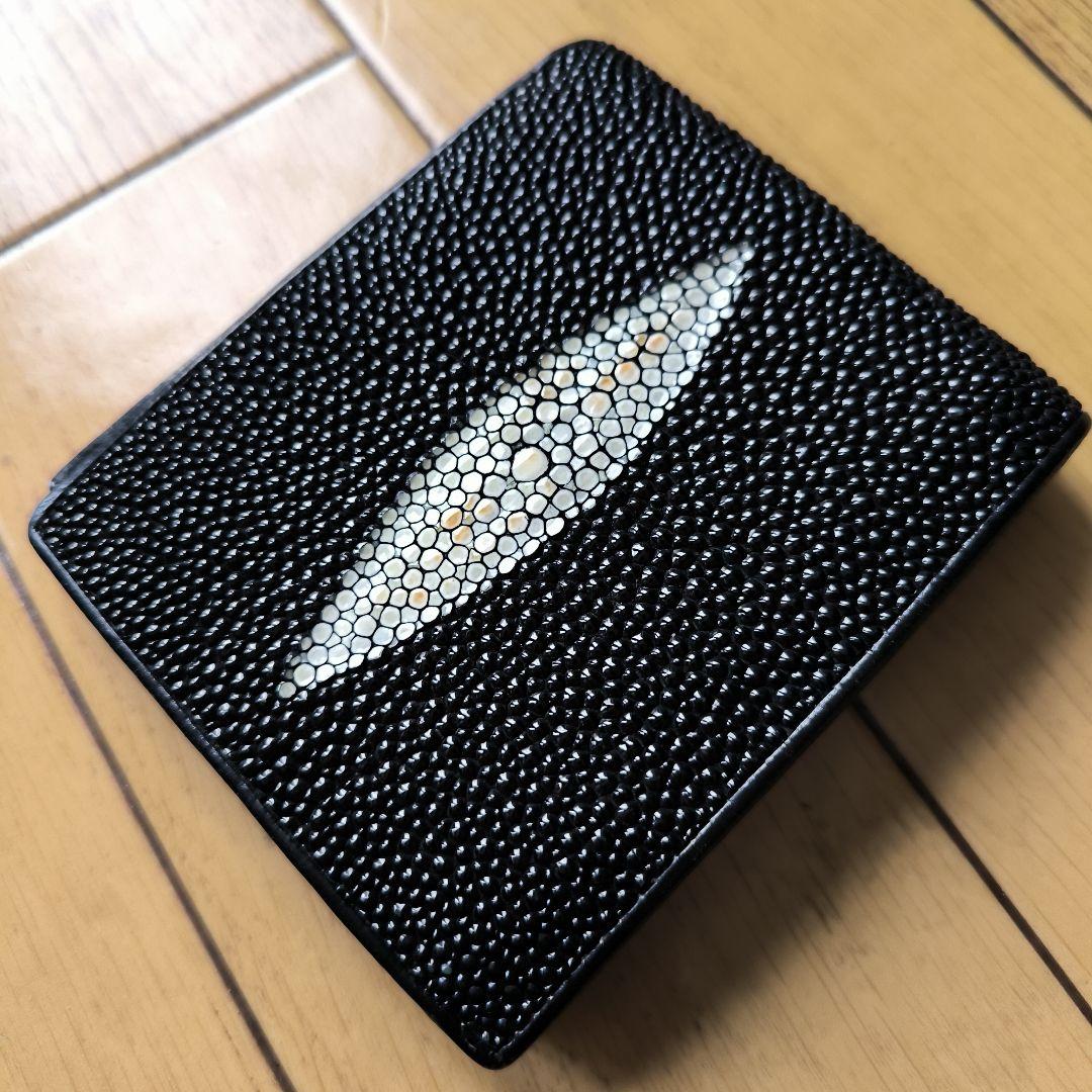 スティングレイ レザー 折り財布 ブラック