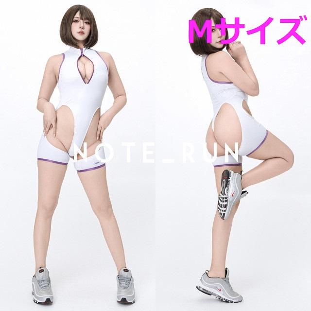 ttphw】得体社 シャドウパープルハイレグ競泳水着 白 Mサイズ