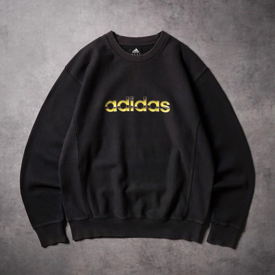 00s adidas ロゴプリント スウェット ブラック フェード