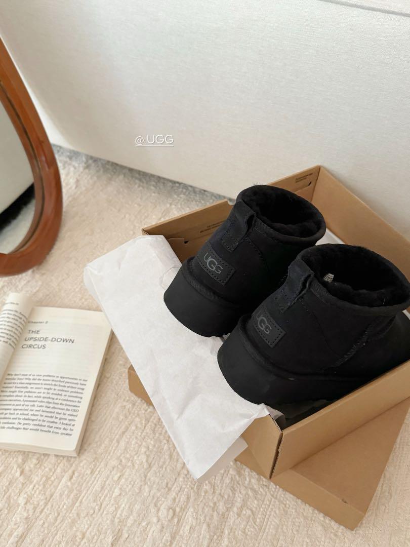 UGG 黒 スエード ブーツ薄底23cm