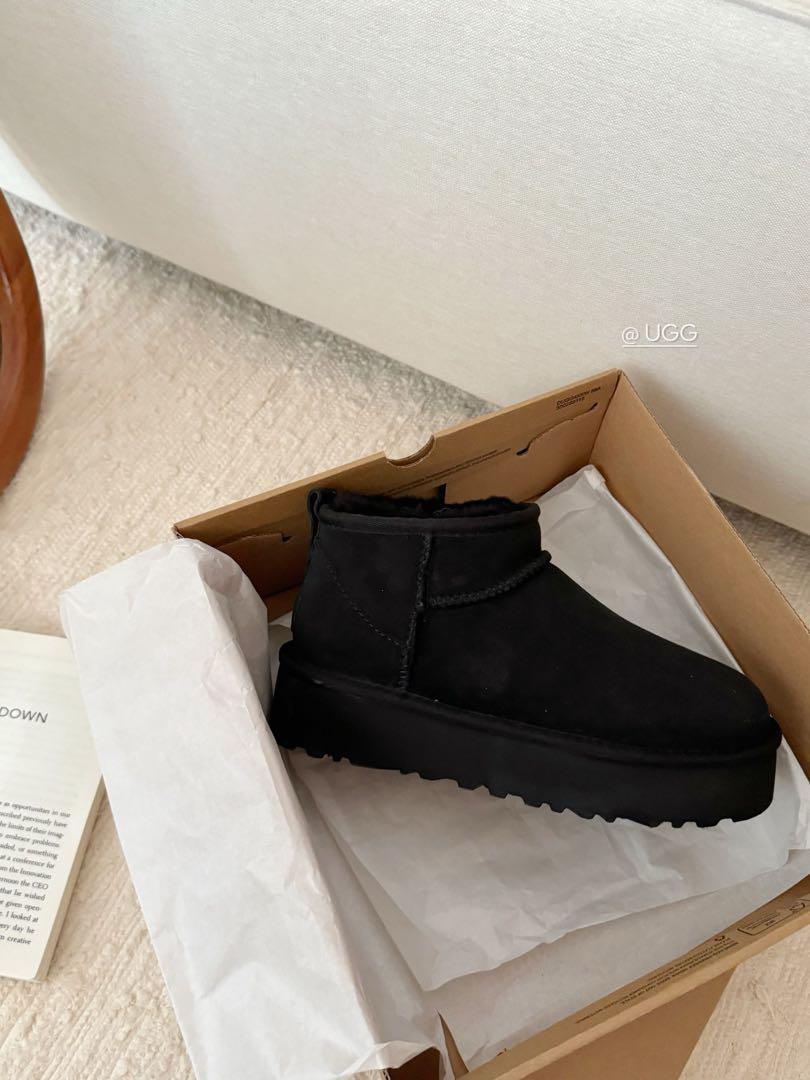 UGG 黒 スエード ブーツ薄底23cm