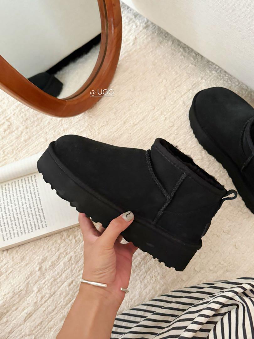 UGG 黒 スエード ブーツ薄底23cm