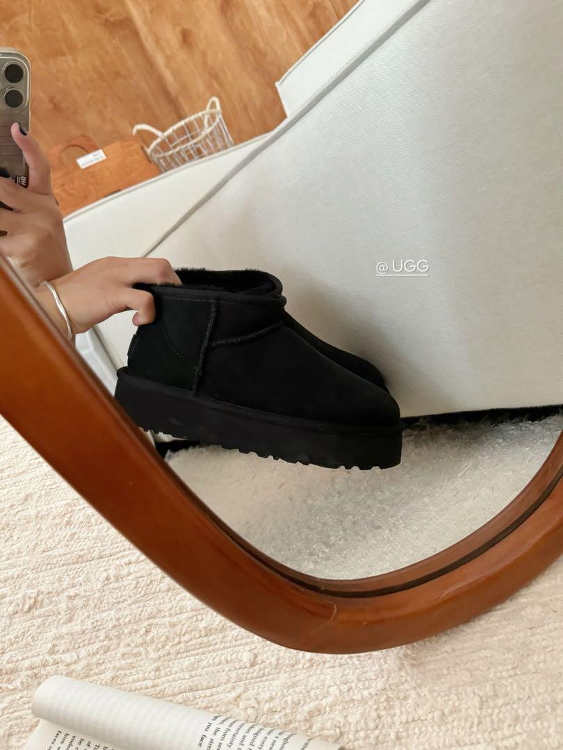 UGG 黒 スエード ブーツ薄底23cm