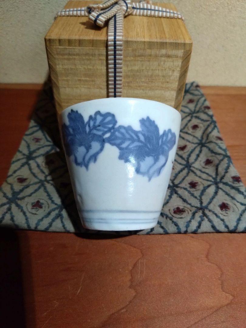 割引購入 猪口 大根と蕪 こんにゃく印判 古伊万里 古印判 民藝 蒟蒻印判 工芸品