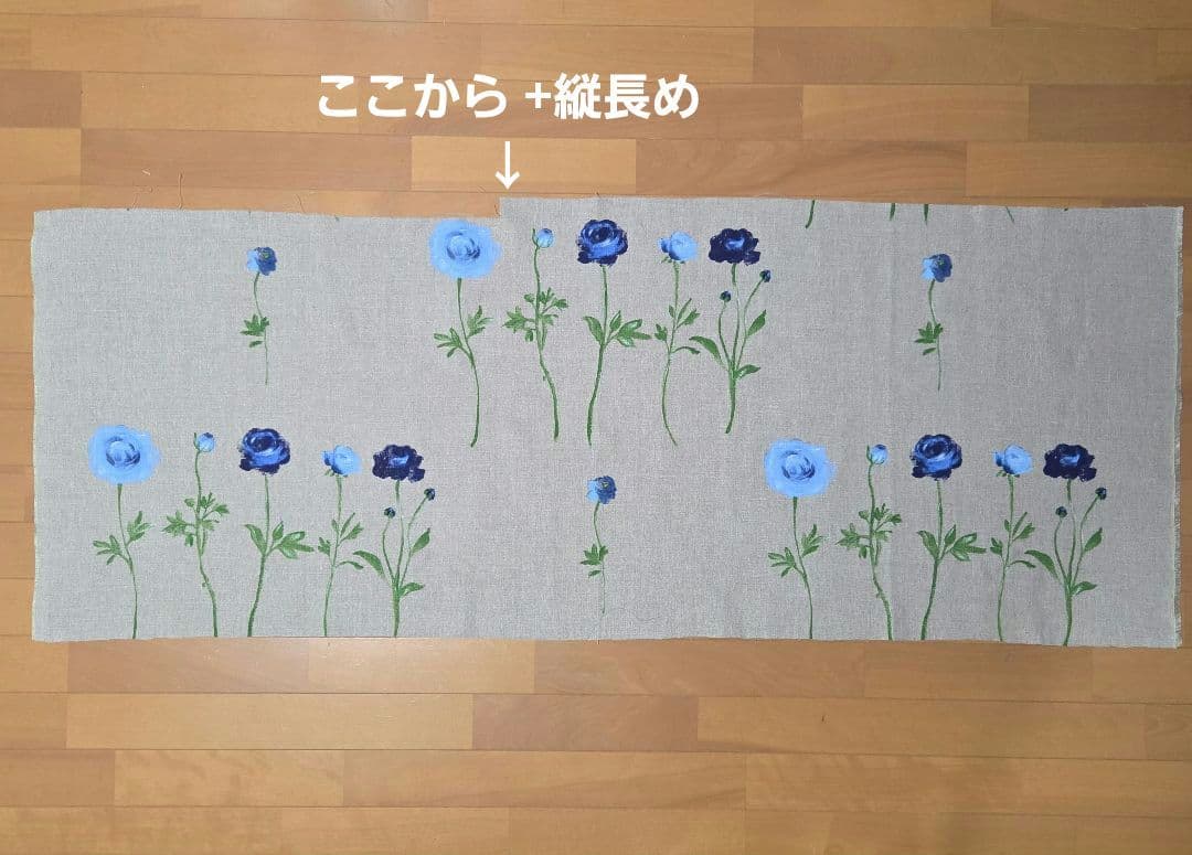 【 フランスSTOF 】リネン 青花柄 ラナンキュラス ストフ リネン生地 【 フランスSTOF 】リネン 青花柄 ラナンキュラス ストフ リネン生地