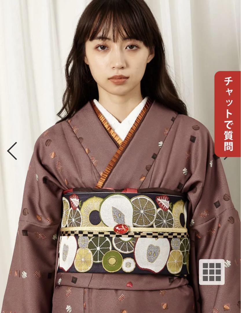 A60愛華 夏着物 色無地 青藤色 葡萄唐草地紋 トールサイズ